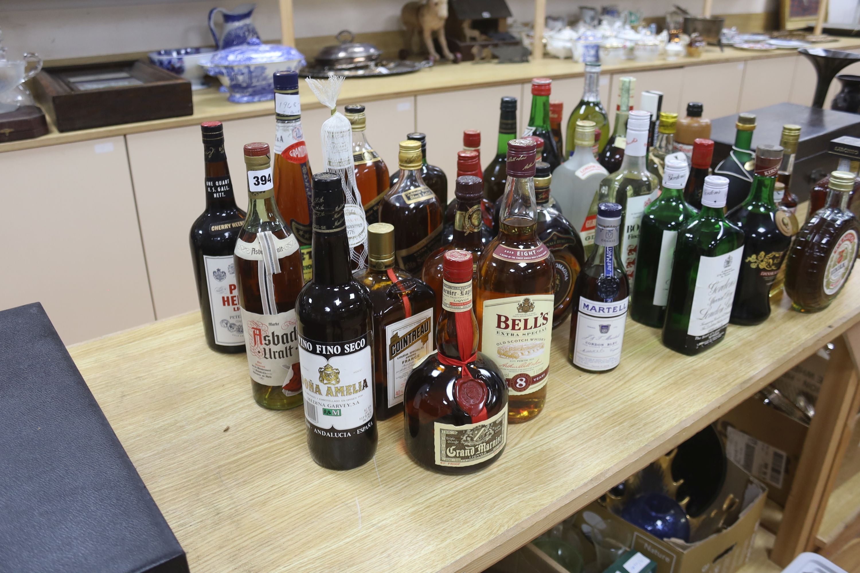 A large quantity of assorted spirits, etc., 39 bottles